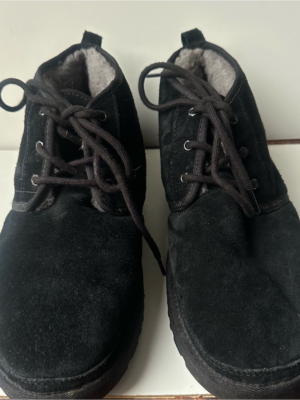 ⁠Men's UGG Neumel Black Suede Lace Up Ankle Boots Slippers Size 12 / EU 45